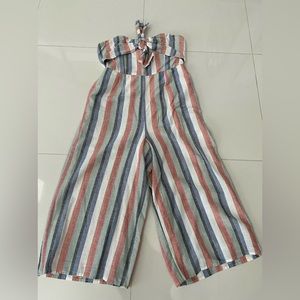 American Eagle Outfitters Striped Tie-front Jumpsuit with removable straps